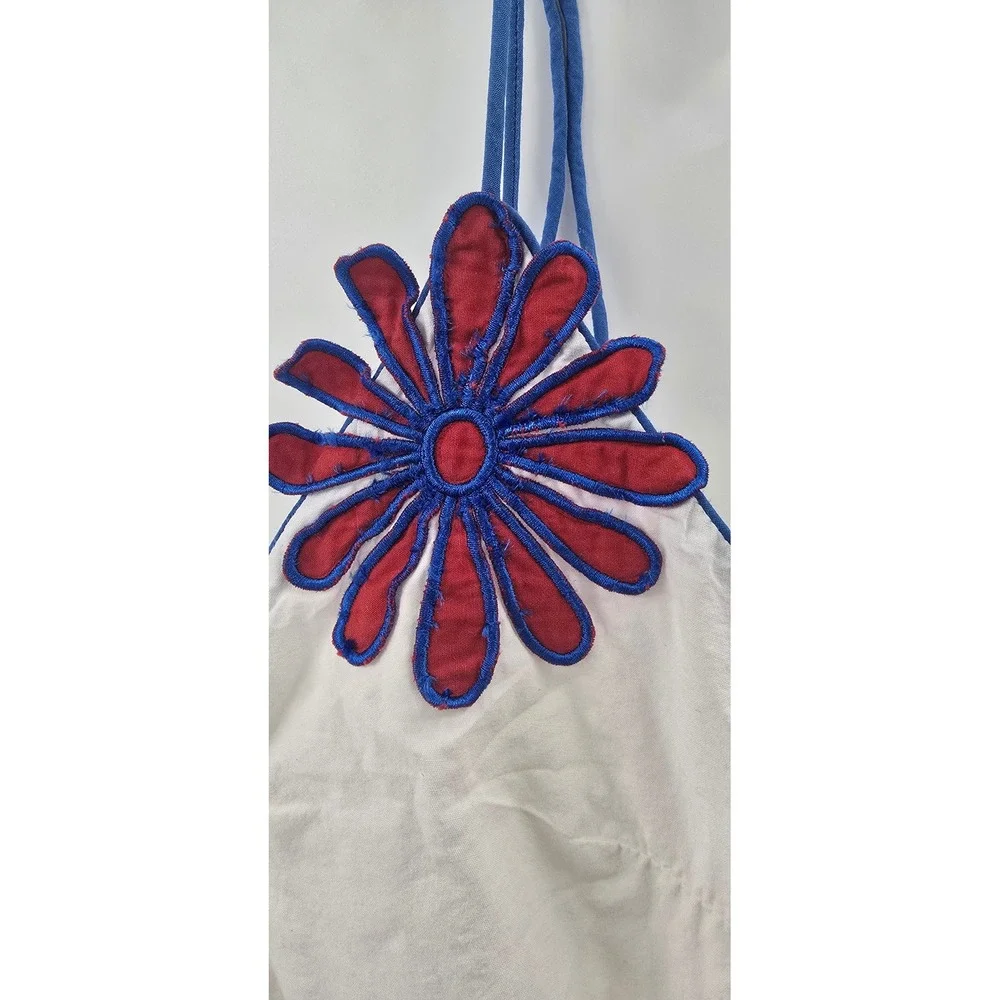 Carolina K Salma Top and Floral Motif Wrap Skirt Set White Blue Red Size S M
